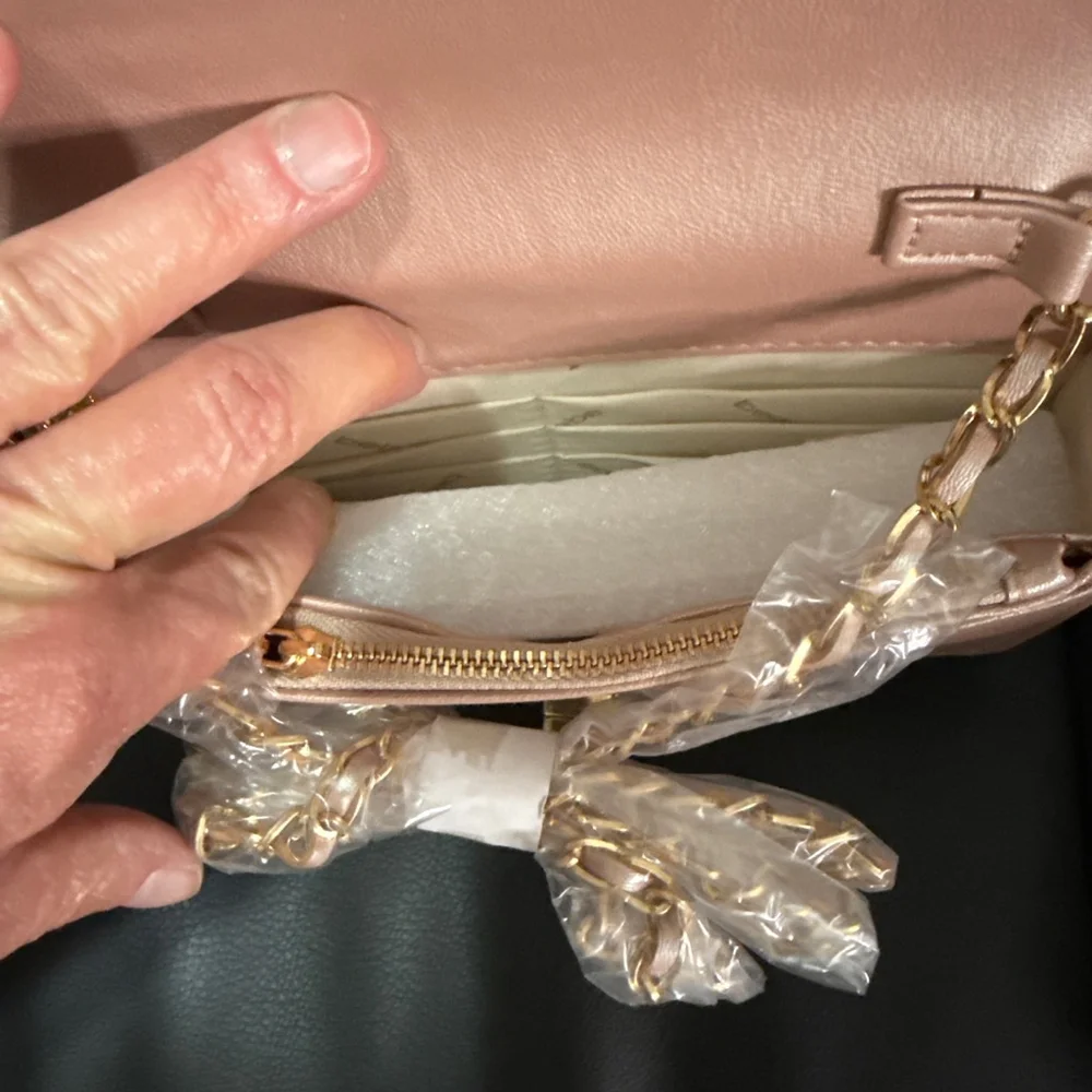 bebe Crossbody Bag in Iridescent Mauve (Pink) w/Charms - Picture 4 of 8